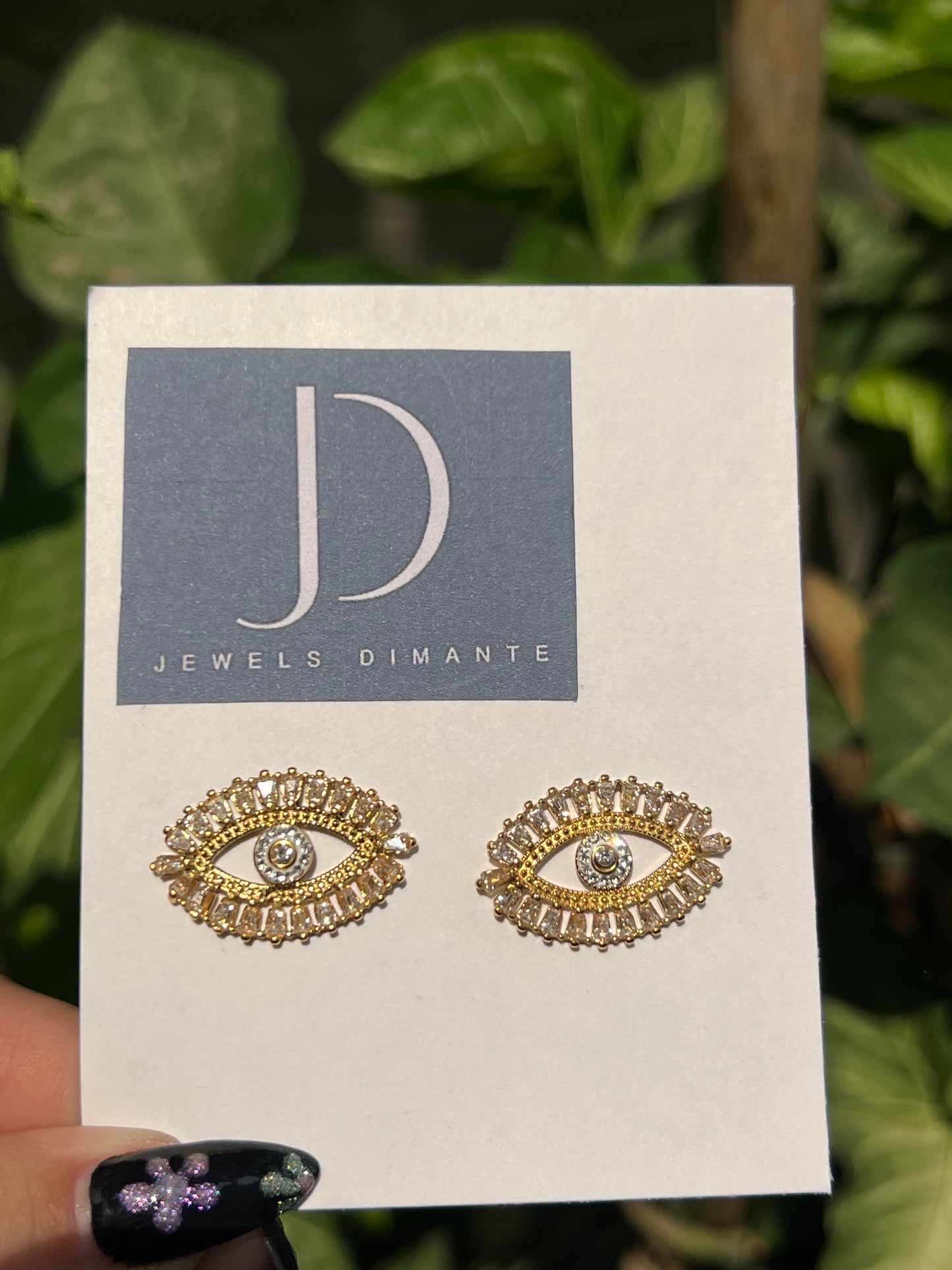 Evil eye gold plated studs earrings