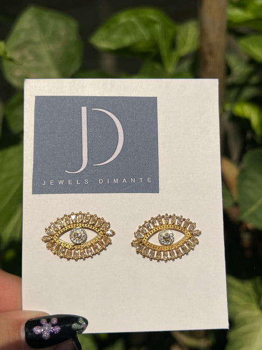 Evil eye gold plated studs earrings