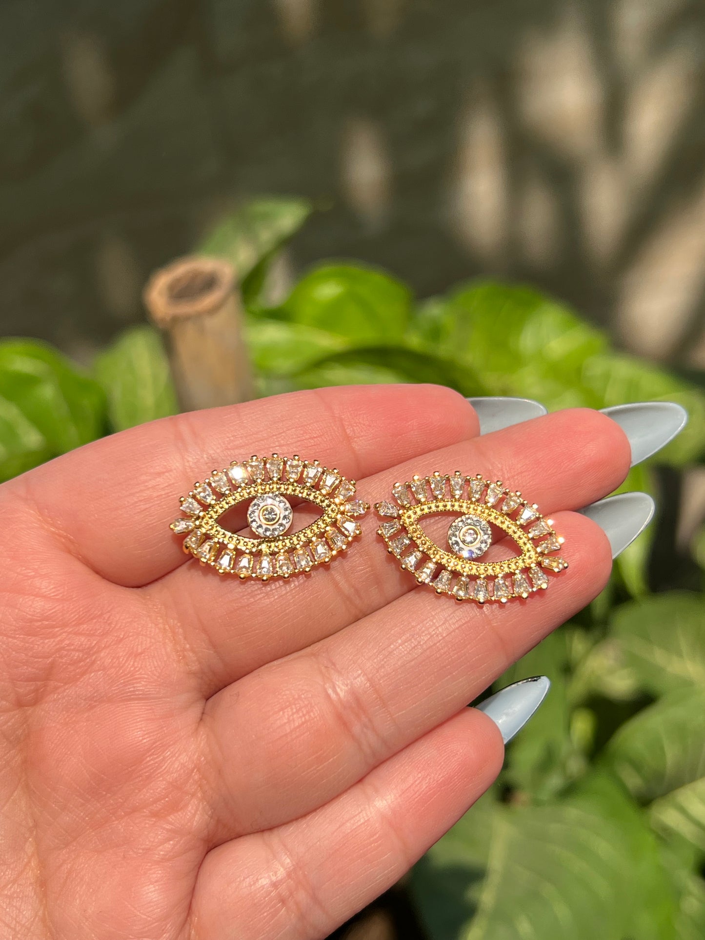 Evil eye gold plated studs earrings
