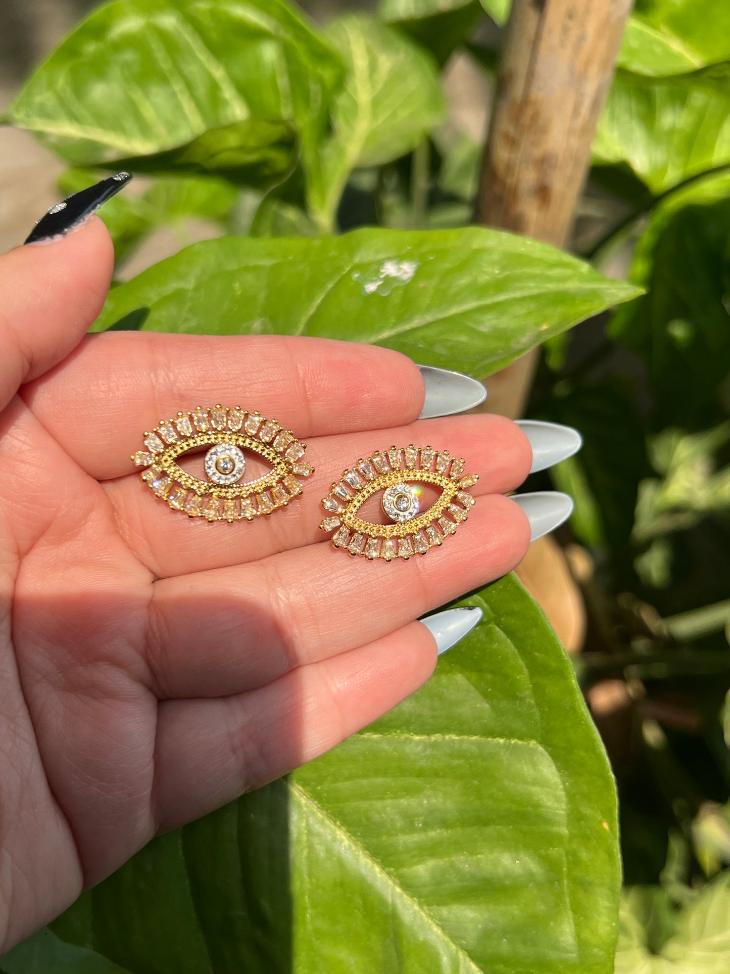 Evil eye gold plated studs earrings