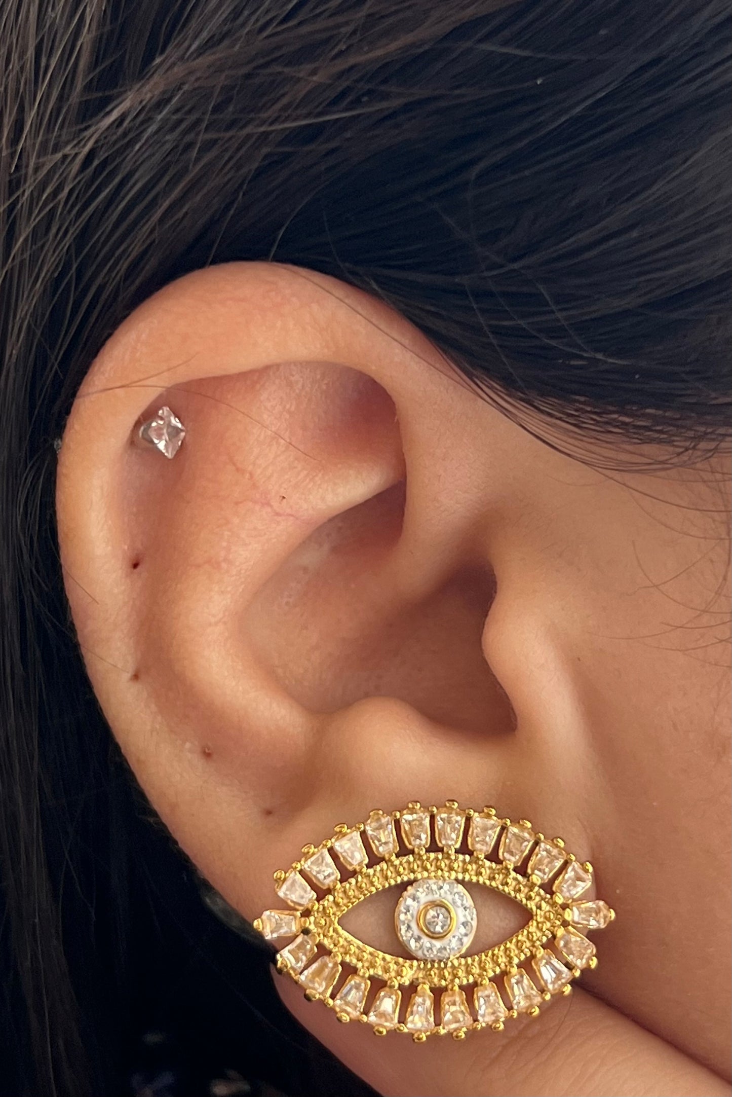 Evil eye gold plated studs earrings