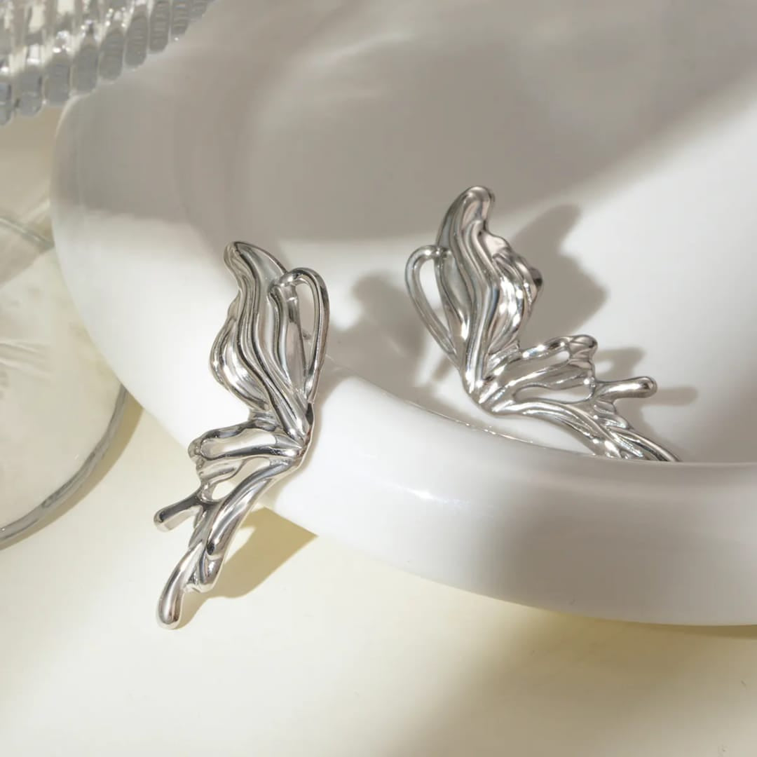 silver Butterfly Earrings